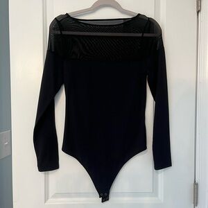 NWT Black Long Sleeve Bodysuit with Mesh Detail